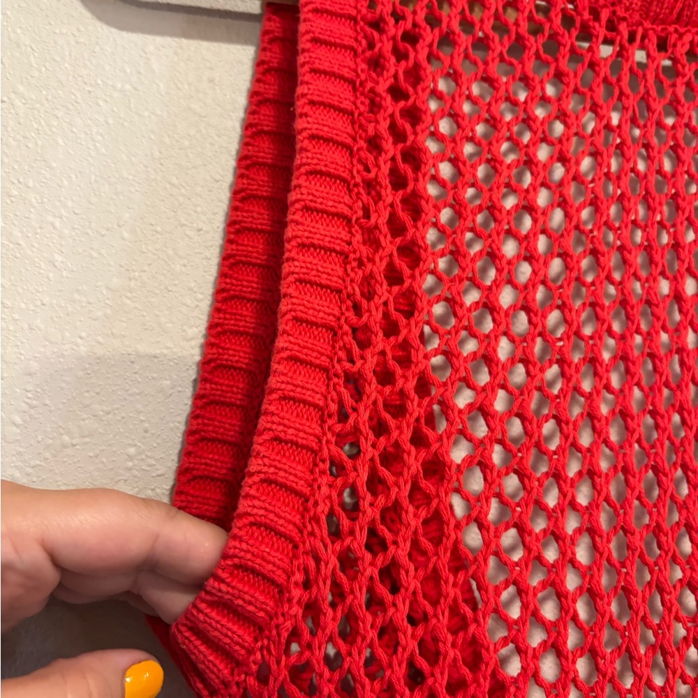 Beach Riot Holly Crochet Mesh Cover Up Dress Red Resort Vacation Swim S/M - Picture 4 of 7